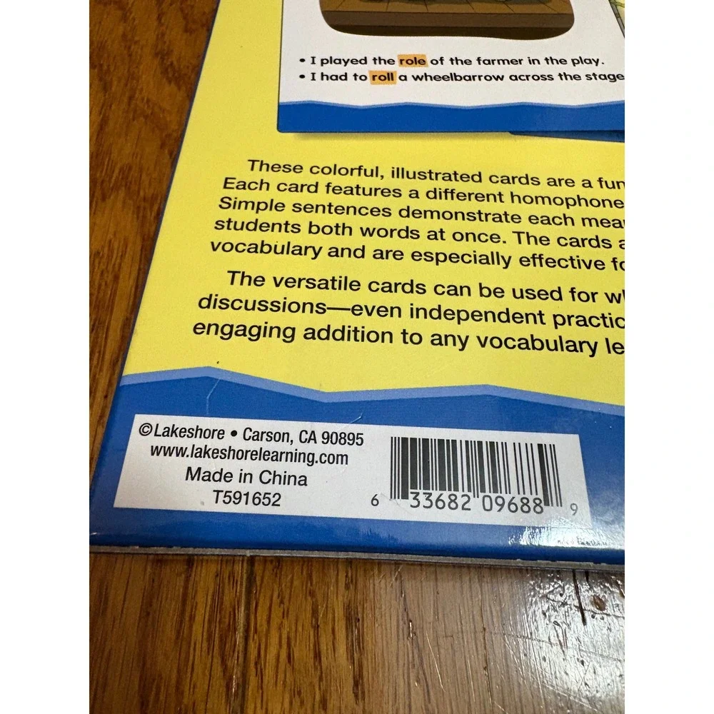 Lakeshore Learning Understanding Homophones Teaching Cards 40ct Grades 2-5 LL397